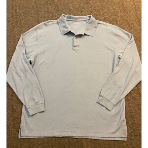 L.L.Bean Mens Long-Sleeve Light Blue Polo Shirt 100% Cotton Size Large Thailand